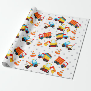 Construction Dump Truck Cute Pattern Boy Wrapping Paper