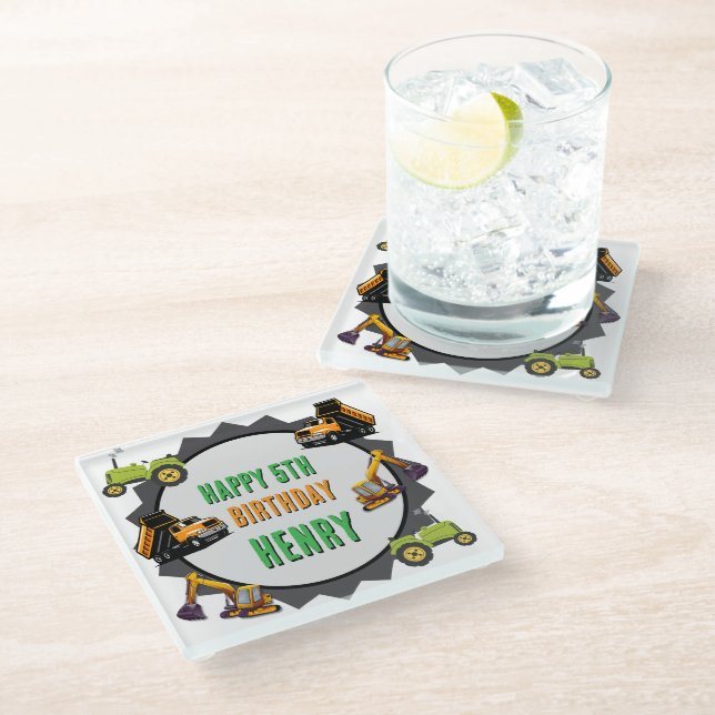Construction Dump Truck  Glass Coaster (Angled)