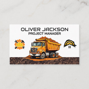 Construction Dump Truck Hauling Material Business Card