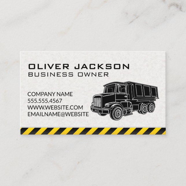 Construction | Dump Truck Illustration Business Card (Front)
