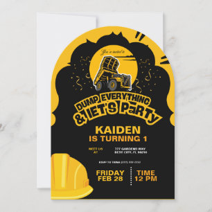 Construction Dump Truck Invitation