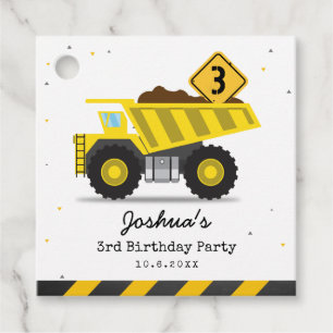 Construction Dump Truck Kids Any Age Birthday Favour Tags