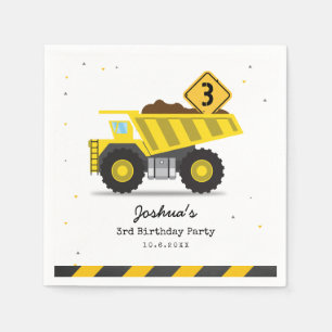 Construction Dump Truck Kids Any Age Birthday Napkin