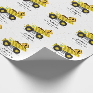 Construction Dump Truck Kids Any Age Birthday Wrapping Paper