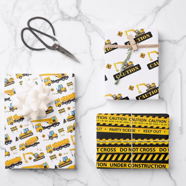 Construction Dump Truck Kids Birthday Gifts Wrapping Paper Sheet (Front)