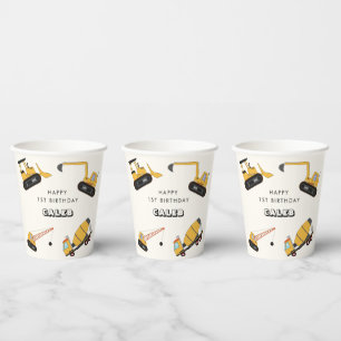 Construction Dump Truck Kids Birthday Paper Cups