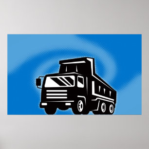 construction dump truck lorry poster
