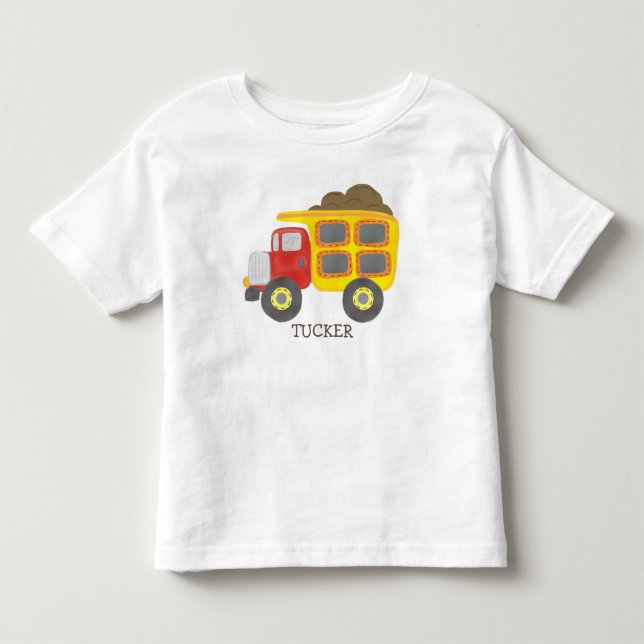 Construction Dump Truck Name Toddler T-Shirt (Front)