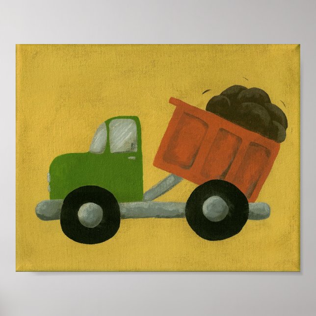 Construction Dump Truck Nursery Art Poster (Front)
