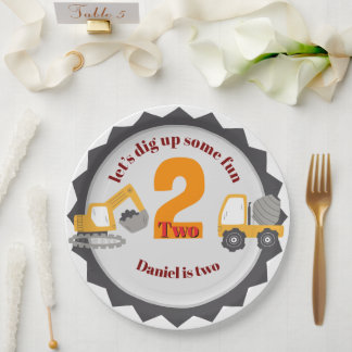 Construction Dump Truck Paper Plate