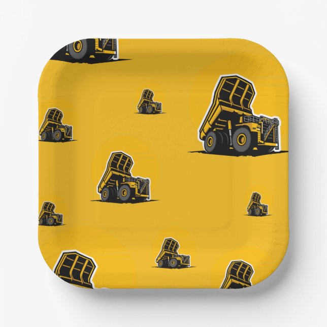 Construction Dump Truck Paper Plate (Front)