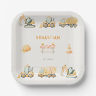 Construction Dump Truck Party Boy First Birthday Paper Plate