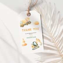 Construction Dump Truck Party Favour Tags