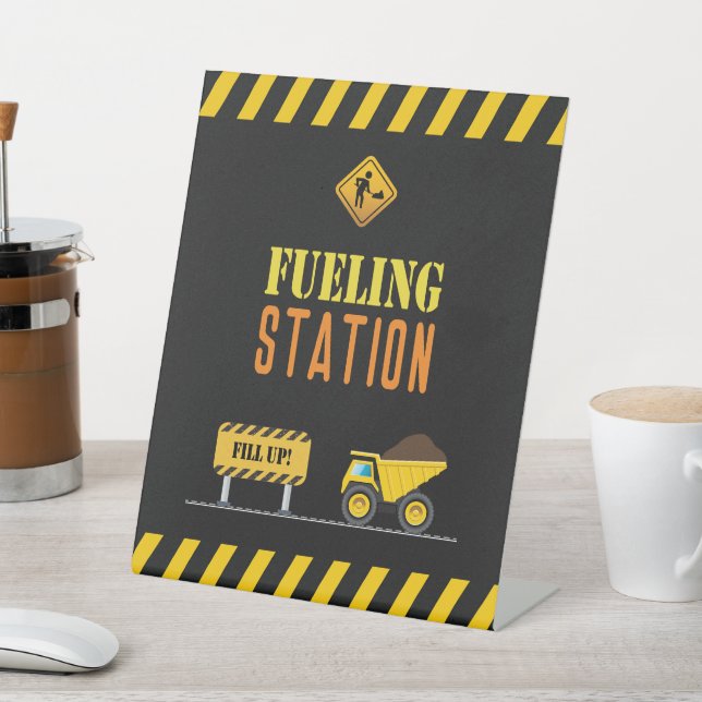 Construction Dump Truck Party Fuelling Station Sig Pedestal Sign (In SItu)