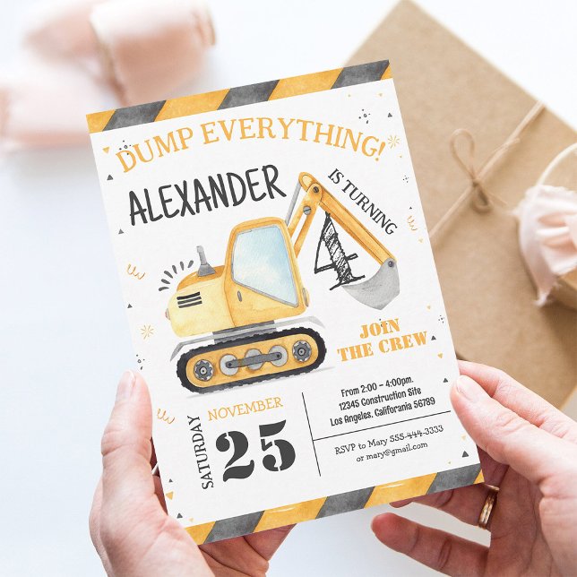 Construction Dump Truck Party Invitation (Creator Uploaded)