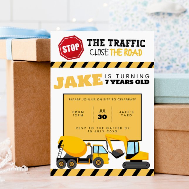 Construction Dump Truck Party Invitation - Any Age (Construction Invitations - Any Age)