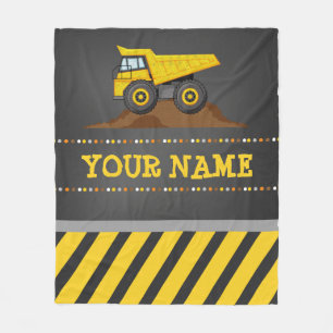 Construction Dump Truck Personalised Monogram Name Fleece Blanket