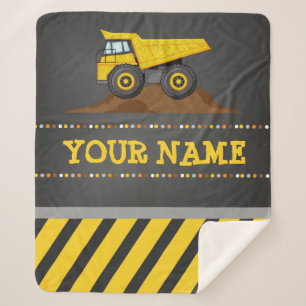 Construction Dump Truck Personalised Monogram Name Sherpa Blanket