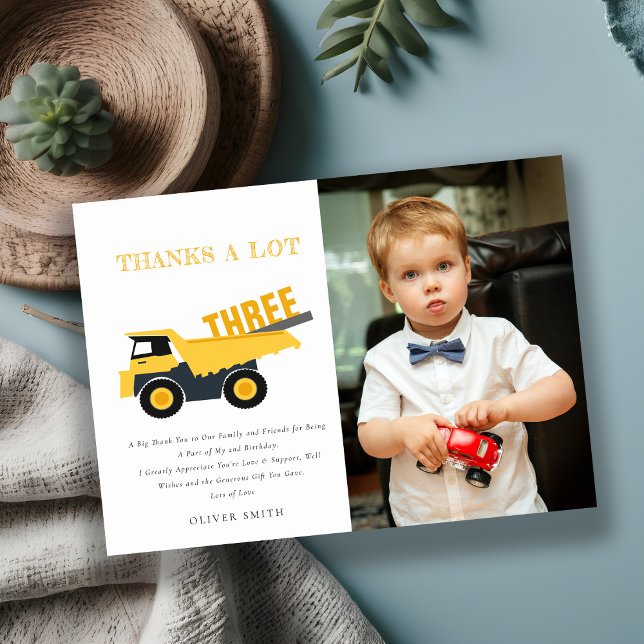 Construction Dump Truck Photo Any Age Birthday Thank You Card (Creator Uploaded)