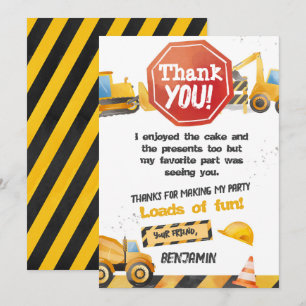 Construction, Dump Truck Thank You Card