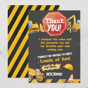 Construction, Dump Truck Thank You Card