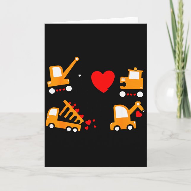 Construction Dump Truck Valentines Day Of Lover Ki Card (Front)