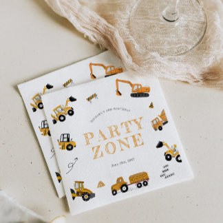 Construction Dump Trucks Birthday Invitation Napkin