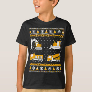 Construction Dump Trucks Bulldozer Ugly Christmas T-Shirt