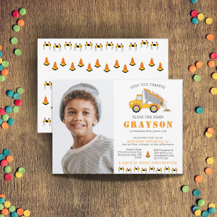 Construction Dump Trucks Digger Birthday Party Invitation