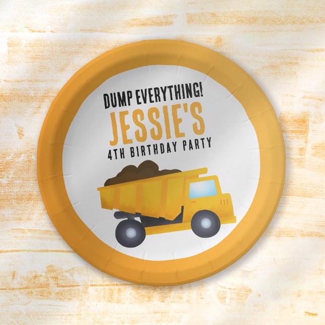 Construction Dumper Truck Birthday Paper Plate (Creator Uploaded)
