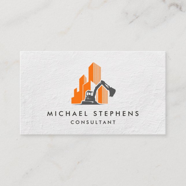 Construction | Earth Mover | Commercial Building Business Card (Front)