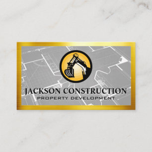 Construction Earth Mover Logo   Blueprint  Business Card