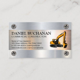 Construction Earth Mover Vehicle   Metallic Screws Business Card