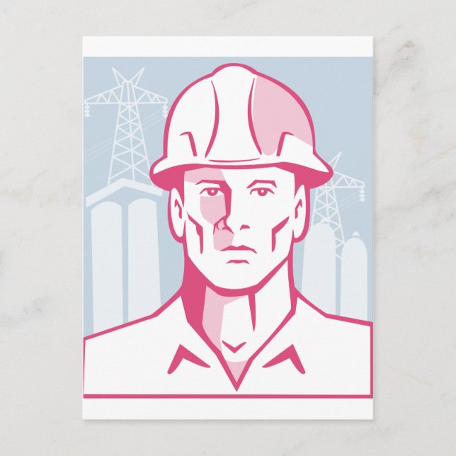 Construction Engineer Worker Hardhat Postcard (Front)