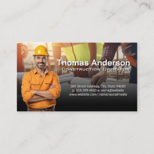 Construction   Engineers Looking at Blueprints  Business Card