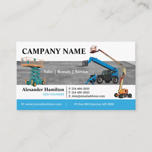 Construction Equipment Business Card (Front)