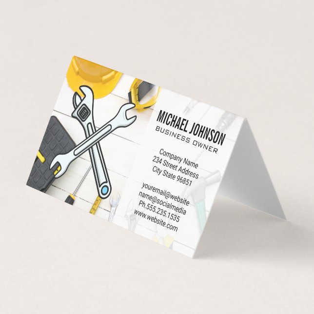 Construction Equipment | Home Repair Hand Tools Business Card (Front)
