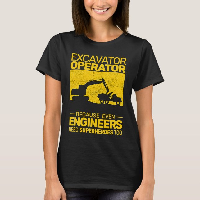 construction equipment men kids heavy equipment op T-Shirt (Front)