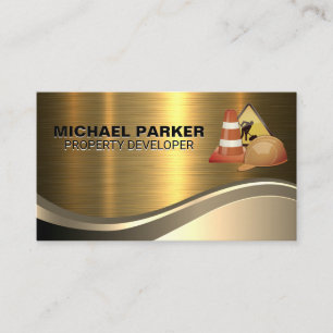Construction Equipment   Metallic Gold Business Card
