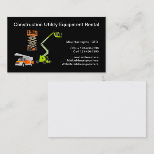 Construction Equipment Rental Business Card