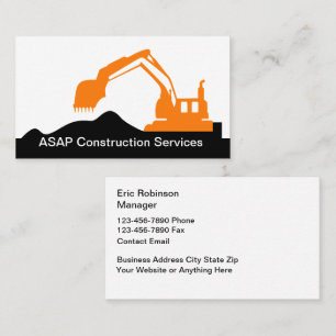 Construction Equipment Rental Excavating Theme Business Card
