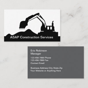 Construction Equipment Rental Excavating Theme Business Card