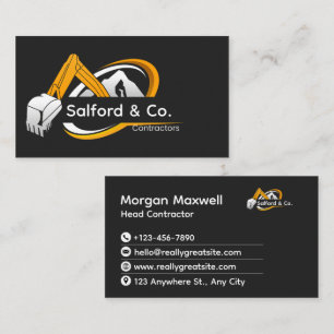 Construction Excavation Contractor Business Card