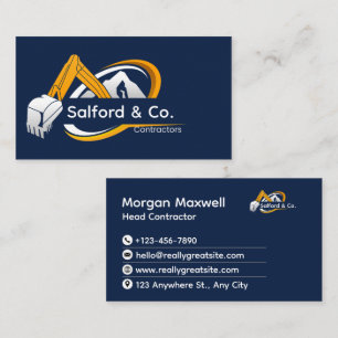 Construction Excavation Contractor Business Card