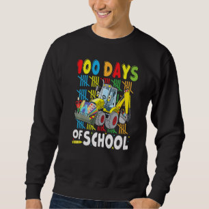 Construction Excavator 100 Days Of School Teachers Sweatshirt
