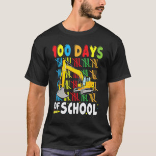 Construction Excavator 100 Days Of School Teachers T-Shirt
