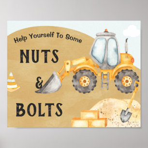 Construction Excavator 1st Birthday Party Sign