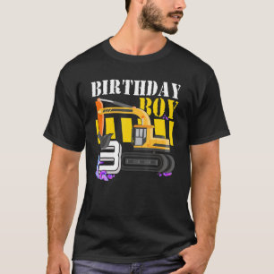 Construction Excavator 3rd Birthday Boy 3 Years Ol T-Shirt