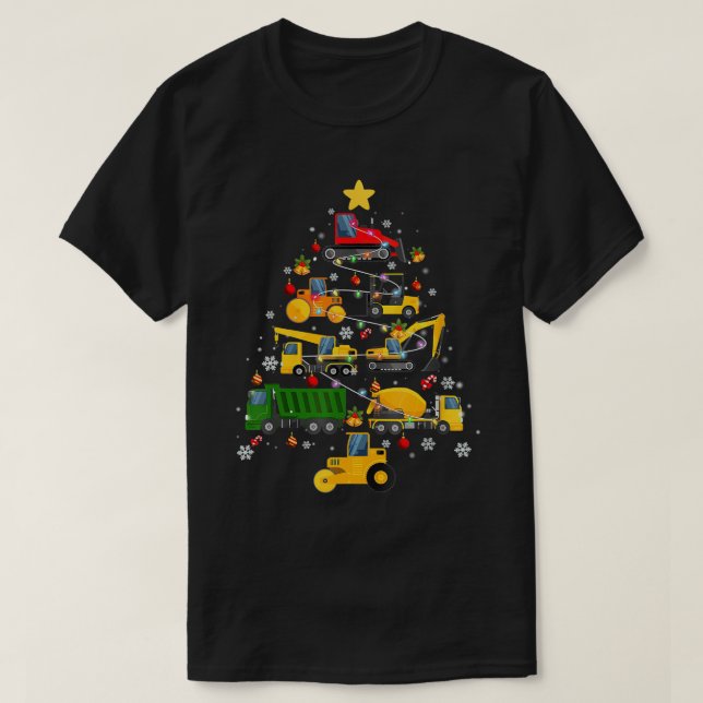 Construction Excavator Christmas Tree for Boys Gir T-Shirt (Design Front)