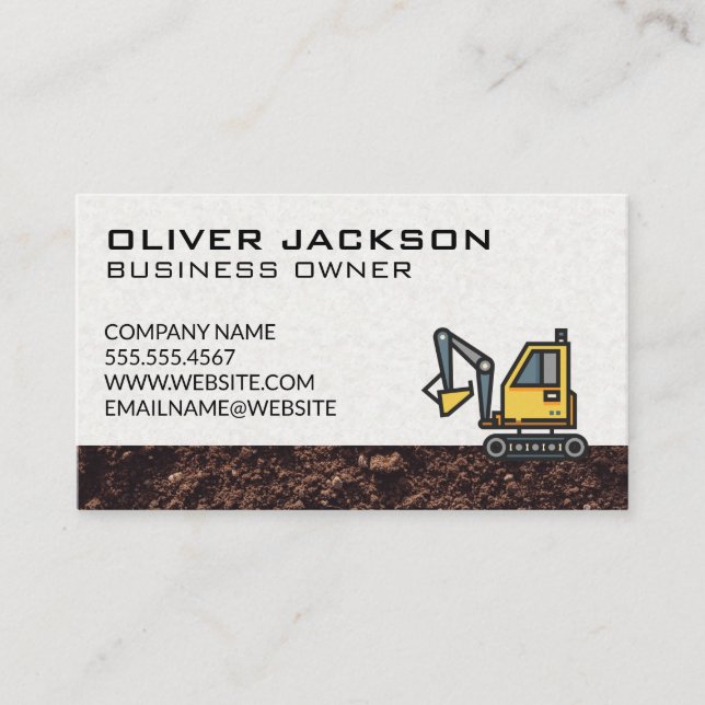 Construction | Excavator | Dirt Business Card (Front)